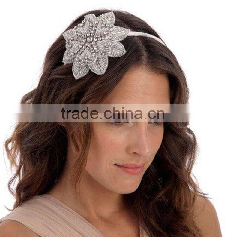 Bridal Hair Accessories, Vintage Inspired Rhinestone Crystal Bridal Headband Wedding Flower Tiara Headpiece