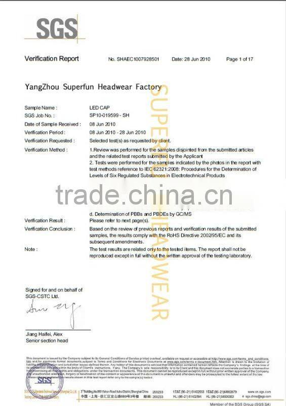 cheap cotton LED baseball caps