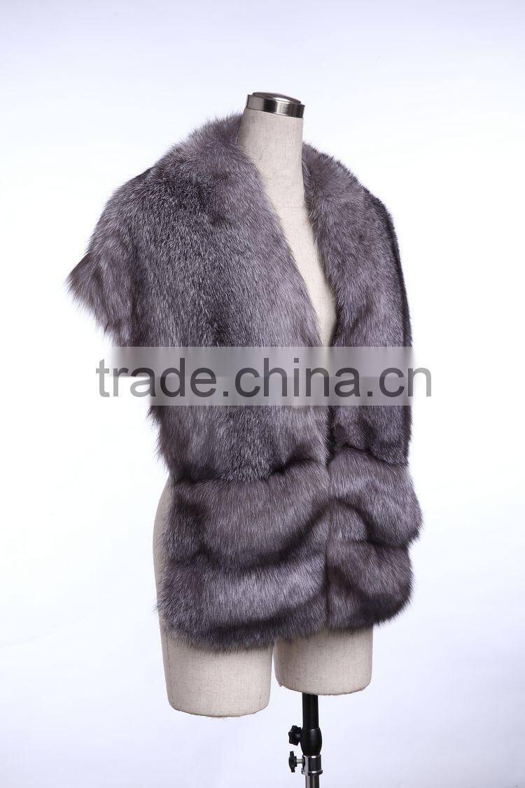 QD29240 Genuine Silver Fox Fur Shawl