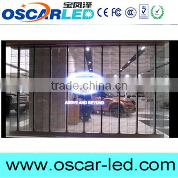 Latest led product high quality indoor shop/mall Transparent full color advertising wall glass led screen