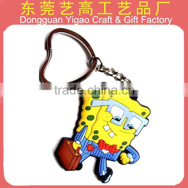 Factory wholesale 3d rubber animal shape keychain, lovely anime keyrings