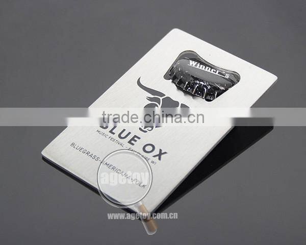 Rectangle Credit Card Shaped Stainless Steel Promotion Metal Business Card Shaped Print Bull Custom Bottle Opener