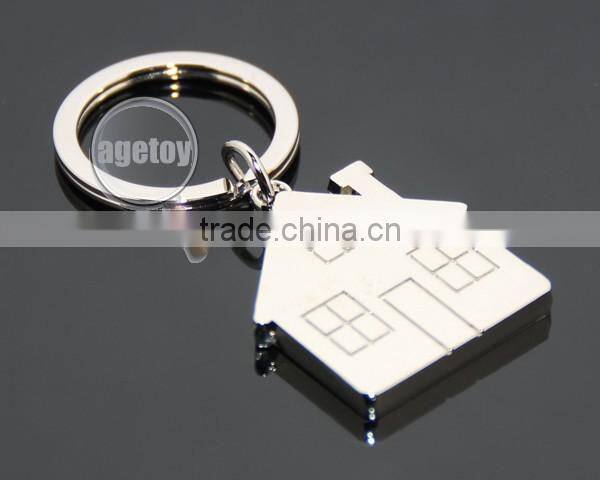Mini House Shaped Promotional Zinc Alloy Silver Blank Metal House Shape Key Holder