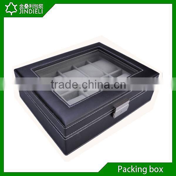 Elegant black leather watches boxes storage
