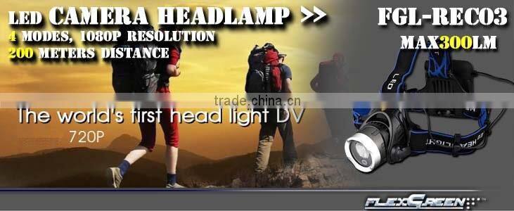 Aluminum rechargeable 2x18650 sport 5w led camera headlamp