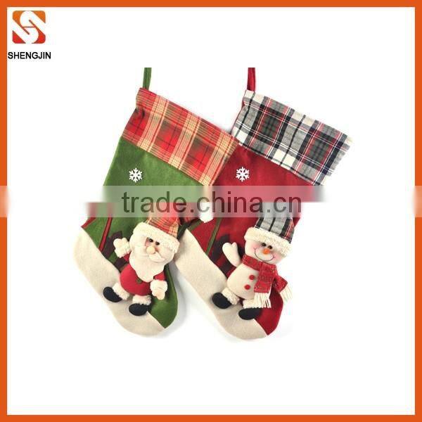 Traditional snowman and Santa stocking