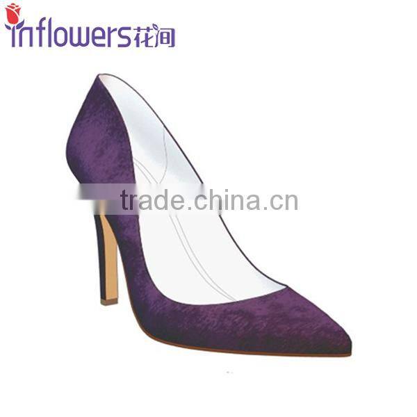 Purple satin materal eneglat women high heel shoes