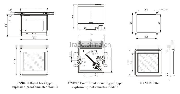 IECEx&ATEX Rail Type & Back Type Explosion-proof Ammeter Voltmeter mA-meter