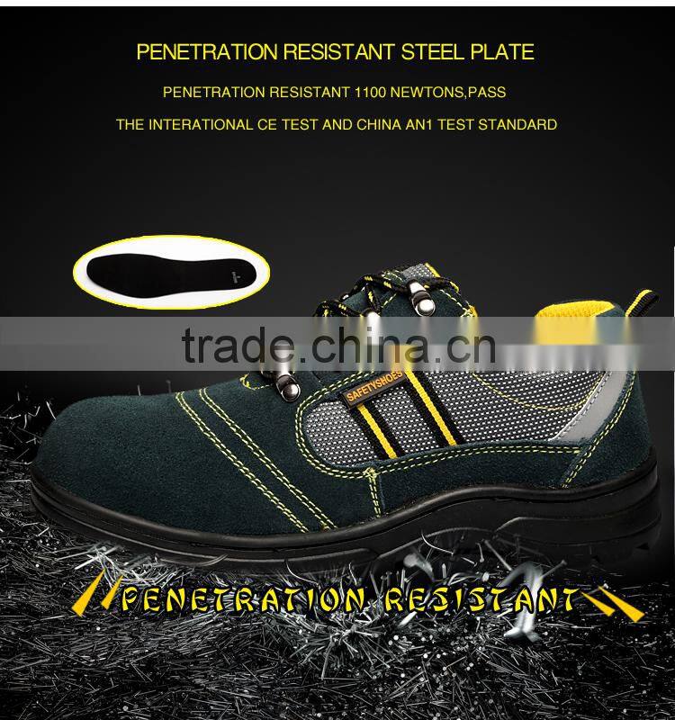 Factory high quality genuine leather rubber sole safety shoes