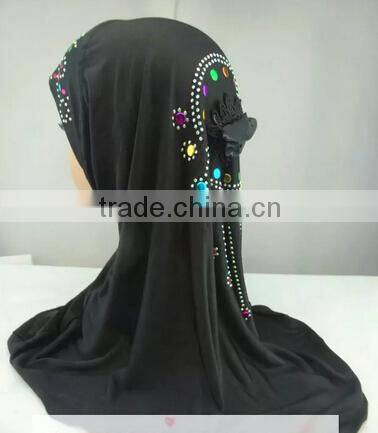 H177 small girl hijab with flower on back,new style scarf hijab