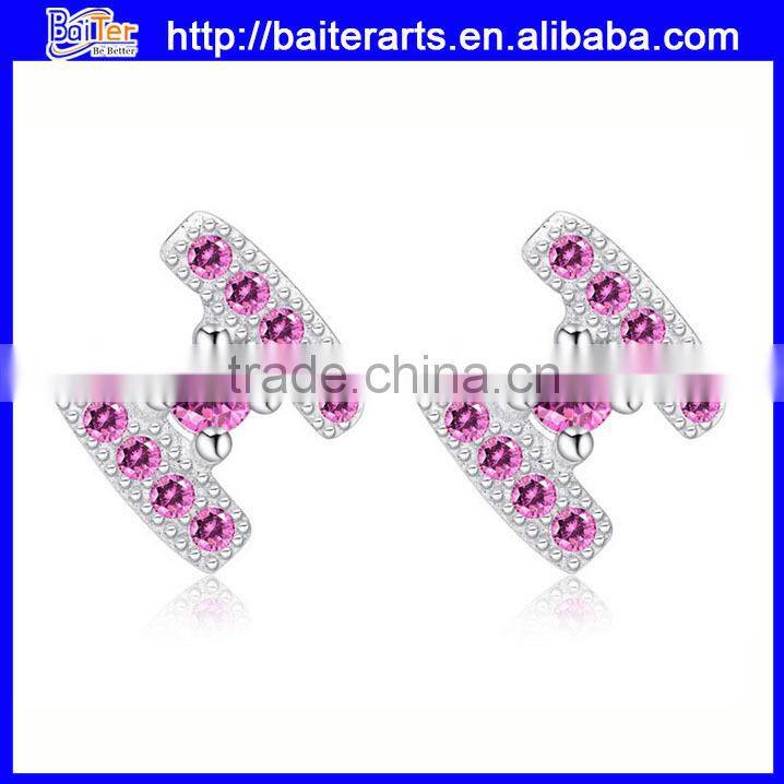 Alibaba jewelry alloy blue crystal single stone earring designs