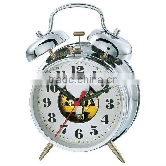 Metal case mechanical alarm clock in 4 inches size