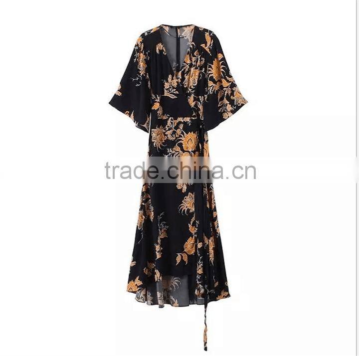 Fashionable Beachwear Polyester Chiffon Ladies Long Dubai Kaftan Dress