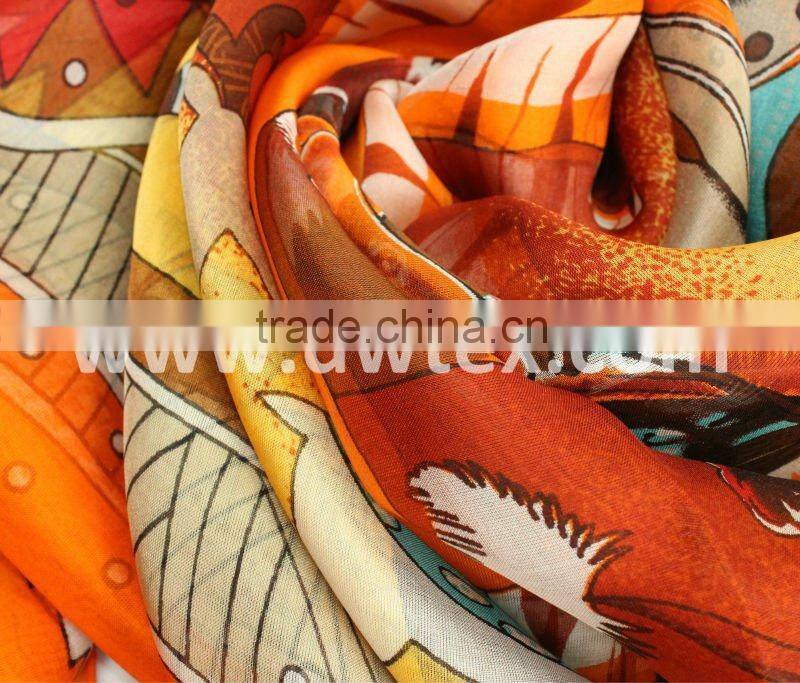 Digital print silk scarf