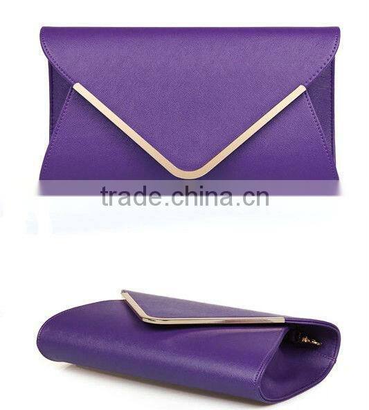 Elegant Purple Plain Leather Clutch Envelope Bag