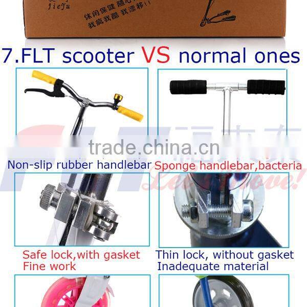 Mini 125mm cheap cost FLT-10101 frog kick scooter with flashing PU wheels