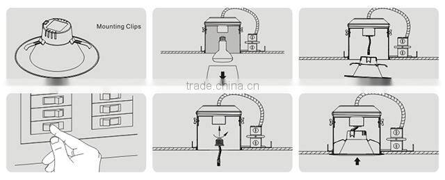 Interchangeable 5-Inch or 6-Inch IC/UL 6" recessed led light with White Trim