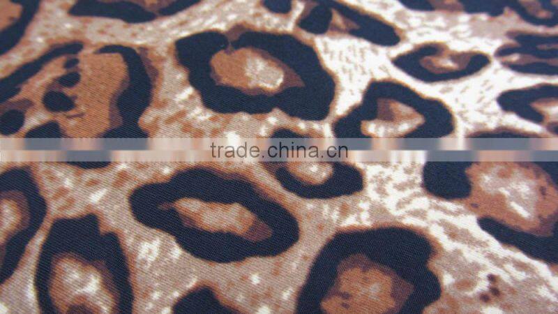 dark brown polyester leopard print milk fiber Spandex sportswear print lycra fabric
