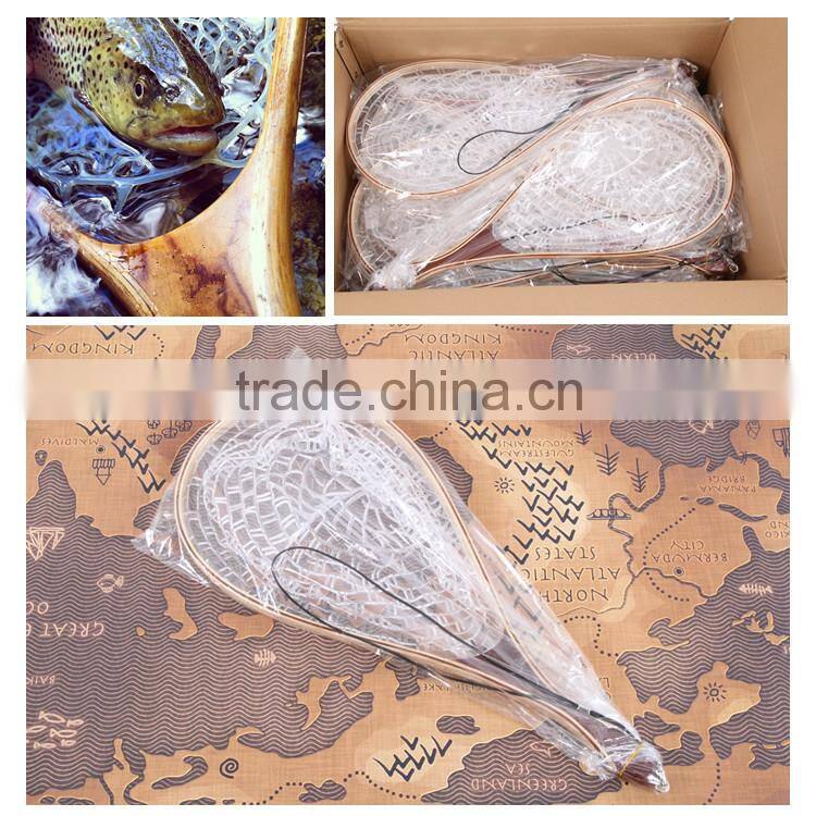 Ghost wooden fly fishing landing net