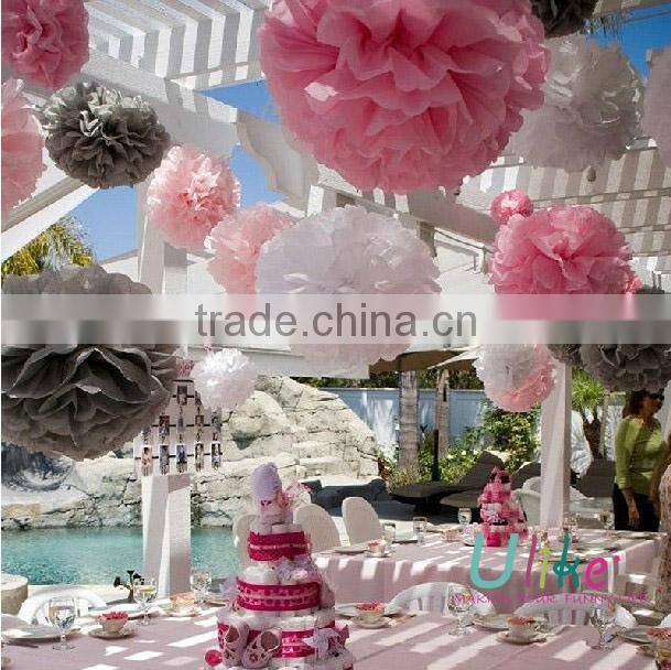 2014 popular tissue pom poms flower garland outside yard decoration for party decoration