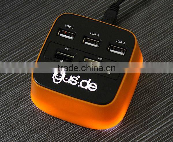 Card Reader And ABS Plastic Mini USB 2.0 Hub Cube
