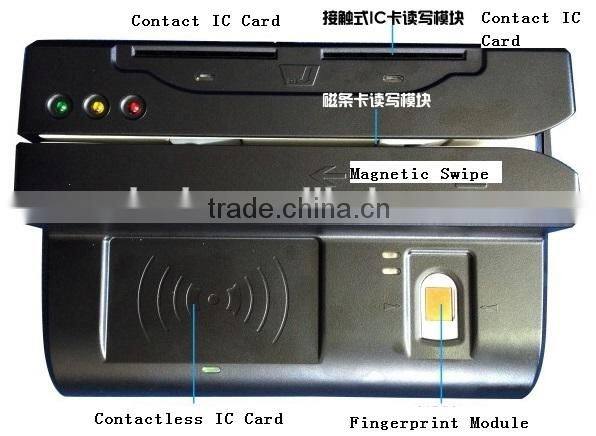 magnetic stripe reader MR-500D fingerprint reader device with contact smart card reader writer / contactless IC card reader