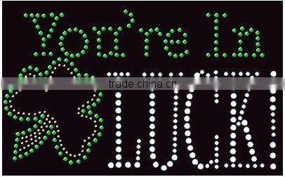 Newest DIY designs hot fix rhinestones motif with cloth motif on garment