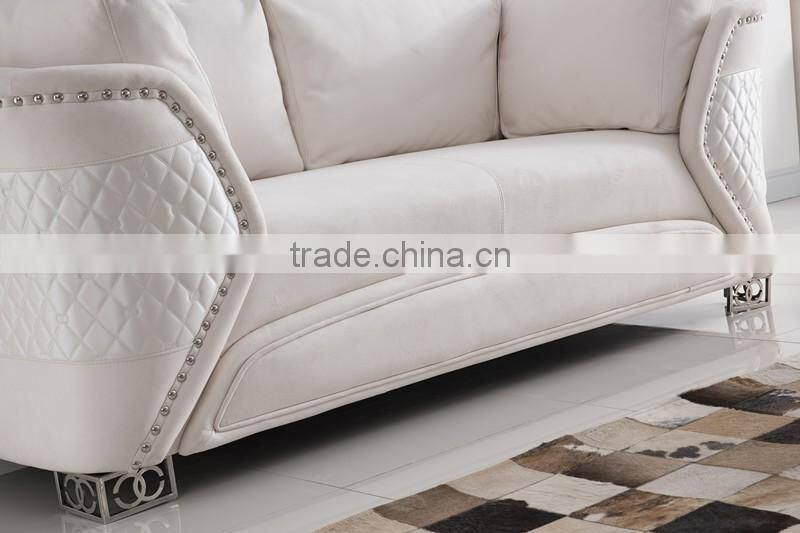Luxury Italian New Classic White Fabric Sofa Set 1+2+3 AL045