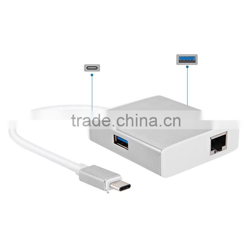 3.0 USB&RJ45 100M&Type C Female Charging Port USB C HUB