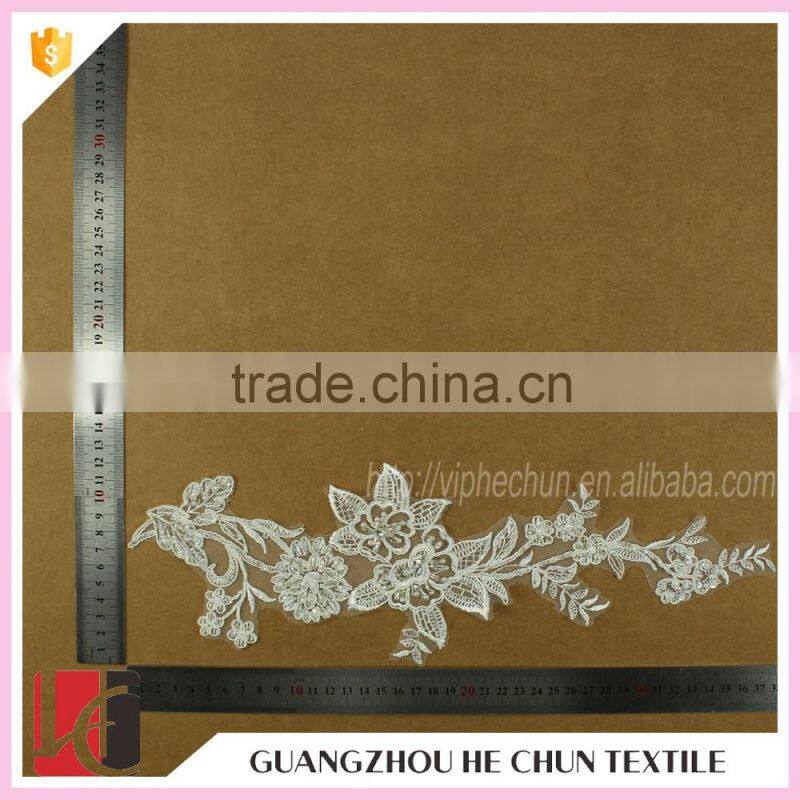 HC-2601-1 Hechun Hand Embroidery Designs Beaded Lace Applique Wholesale