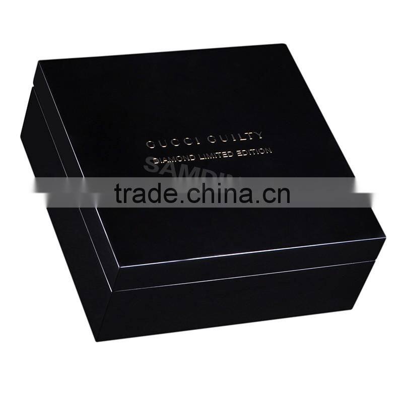 OEM white perfume packaging packing wooden box for cosmetic product