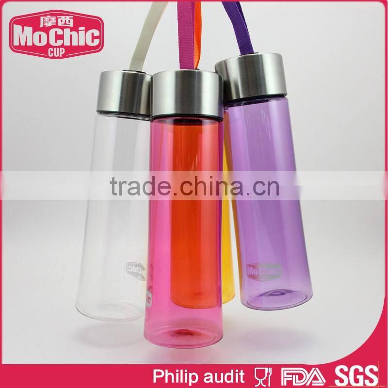 360ML/500ML Mochic Outdoor portable Stylish & Smart Clear glass water bottle with silicone sleeve