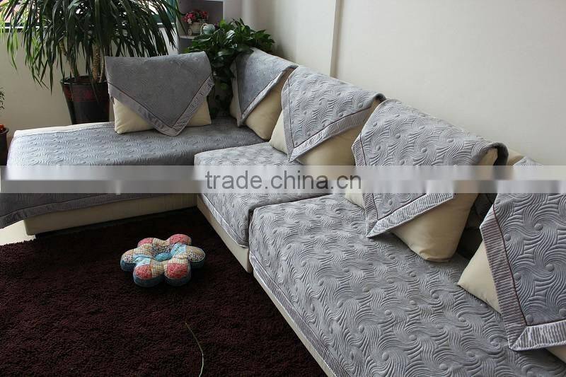Satin polyester fabric sembroidery sofa cover