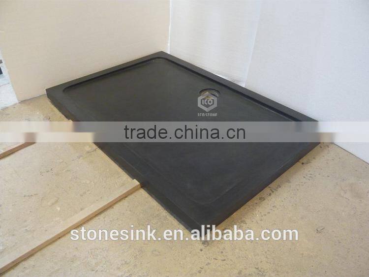 Large black granite shower pan