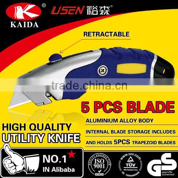 tool cutter 3pcs Trapezoid blade Zinc alloy Auto Retractable Utility Cutter Knife