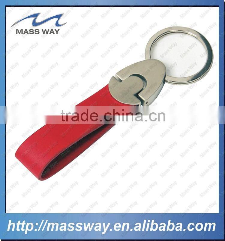 blank promotion hot sale metal zinc alloy brown leather keychain