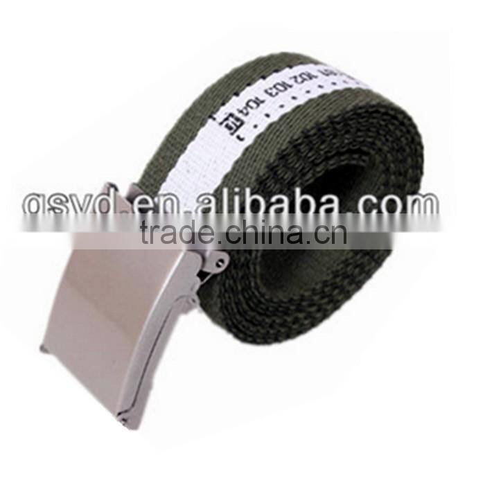 2015 Custom Printing Green&White Polyester Cotton Canvas Belt