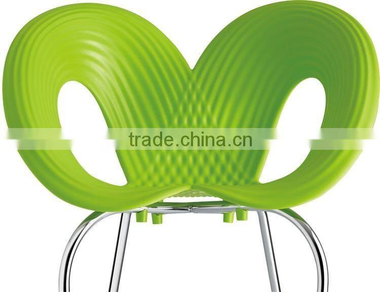 Modern Butterfly Shaped Dining Chairs Plastic Chairs with Metal Legs