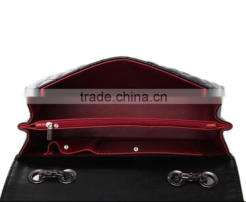 Leather Handbag Ladies Alibaba China Supplier crossbody bags black Iron chain shoulder bags