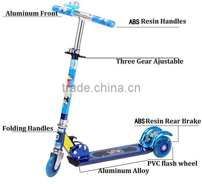 Cool double wheel pedal kick skateboard with LED light and mosic