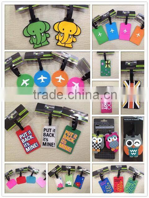 Rectangle Colorful Owl PVC Luggage Tag, Shool Bag Tag for Children