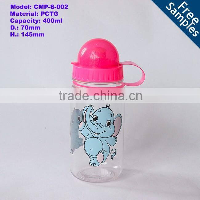 BPA Free 400ml children's plastic water bottle with nozzle