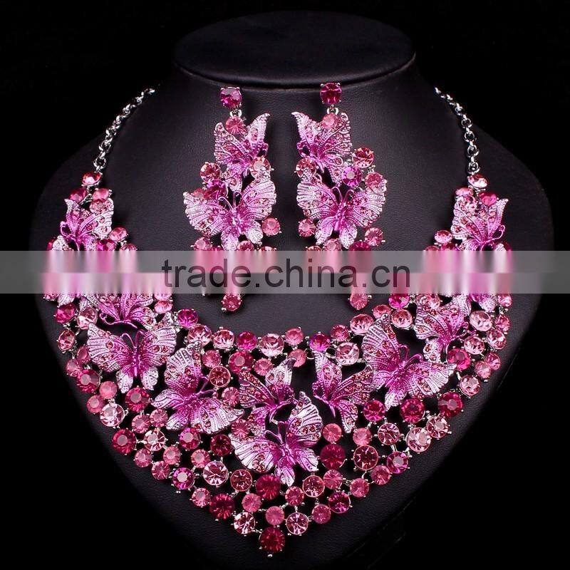 18 kg Gold plated bridal Wedding jewelry set crystal bead necklace and earrings with rhinestone african jewelry sets