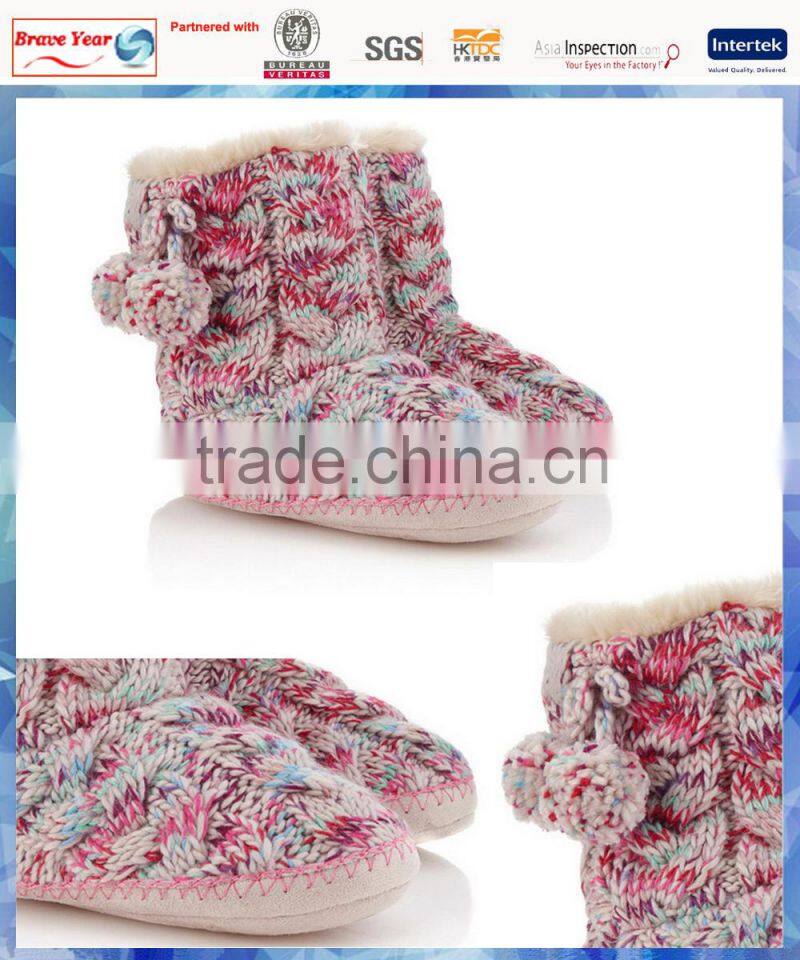 space dyed cable knit girls boots with cute pom pom