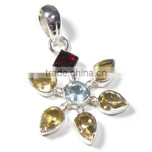 Sterling Silver Hand Crafted Stone Pendant