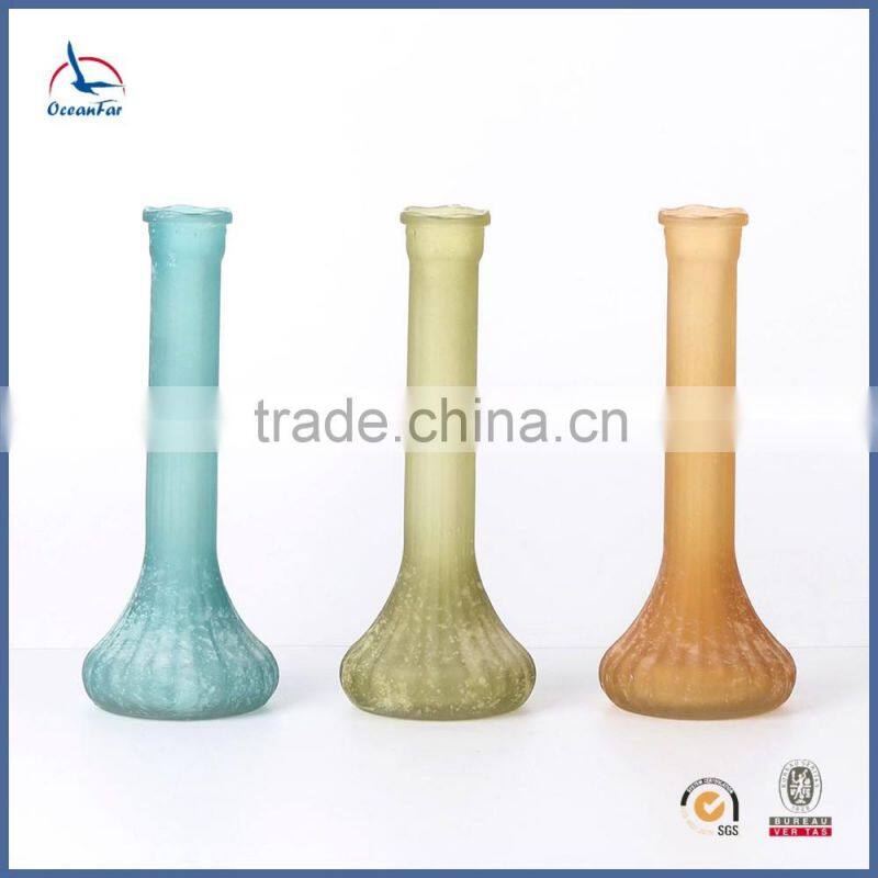 Factory Direct Sale Colored Vase Wholesale Bulk Long Neck Glass Vase With Round Bottom