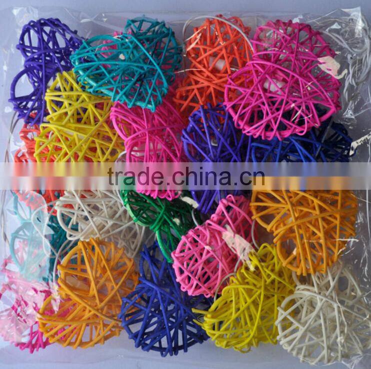 3.4 - 4 meters Handmade Multicolor Heart Design Rattan Balls String Lights For Decorative Holiday, Party, Wedding, Christmas