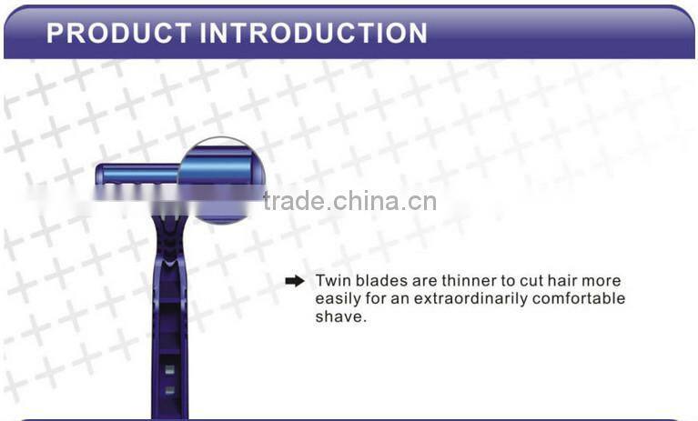 Twin Blade Rubber Handle shaving Razor compete with Gilette Blue 2
