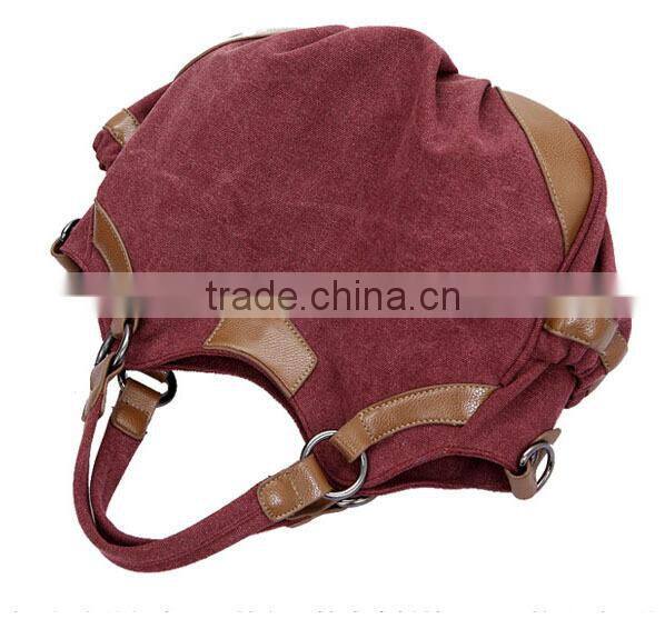 wholesale custom canvas lady handbags with leather