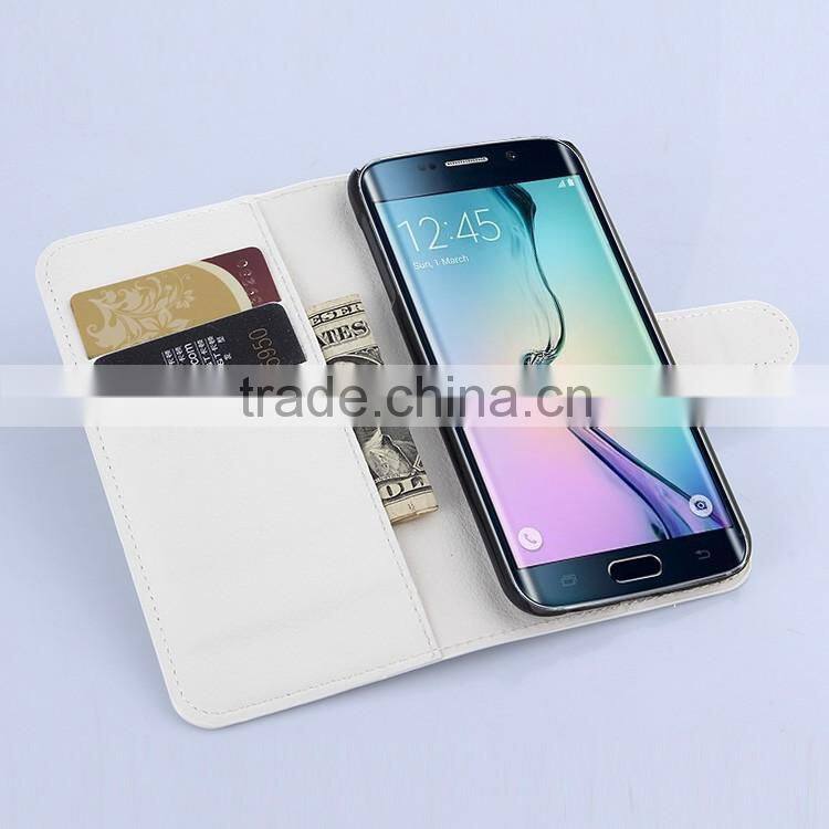 High Quality Leather Holster Card Wallet Folio Stand Flip Case Cover for Samsung GALAXY S6 edge
